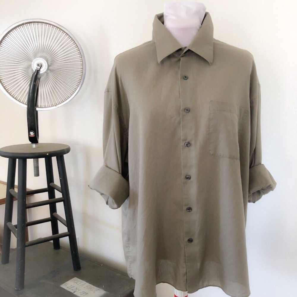 Vintage YSL Men’s Olive Green Shirt
